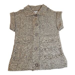 Croft & Barrow Women’s Size L Marled Short Sleeve Button Front Cardigan Sweater